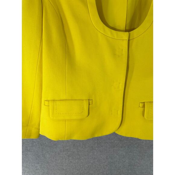 Trina Turk Women's sz M/8 *see desc 3/4 sleeve Yellow Blazer Officewear Vacation - Picture 12 of 12